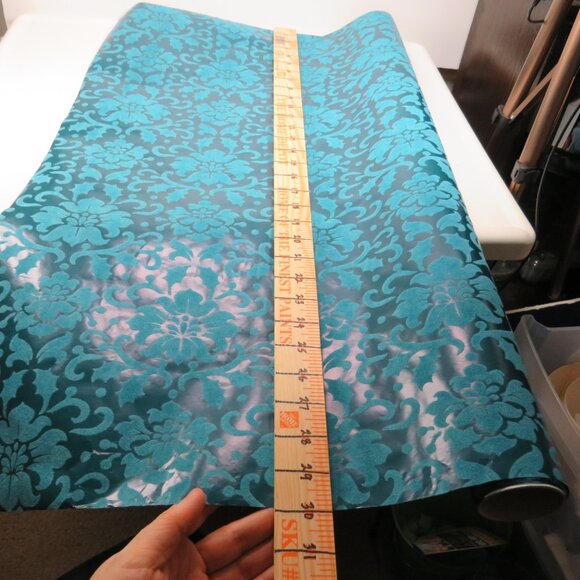 Vintage Turquoise Damask Flocked Wrapping Paper from Target 2006 45" long - Picture 3 of 8